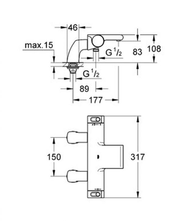 Zdjęcie GROHE Grohtherm 2000 – 2-uchwytowa bateria wannowa z termostatem Chrom 34176001