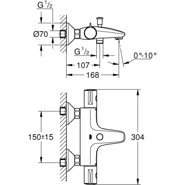 Zdjęcie GROHE Grohtherm 800 – termostatyczna bateria wannowa Chrom 34576000