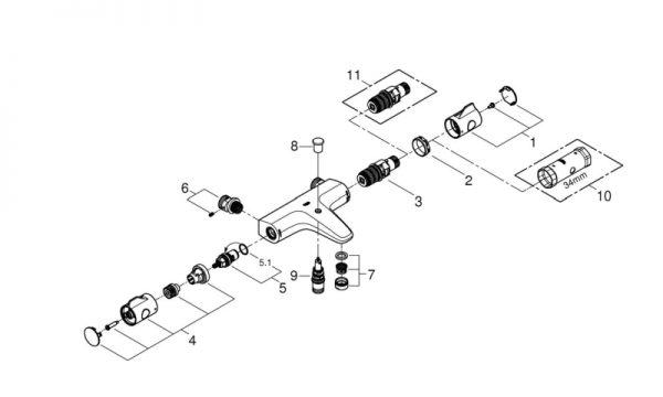 Zdjęcie GROHE Grohtherm 800 – termostatyczna bateria wannowa Chrom 34576000