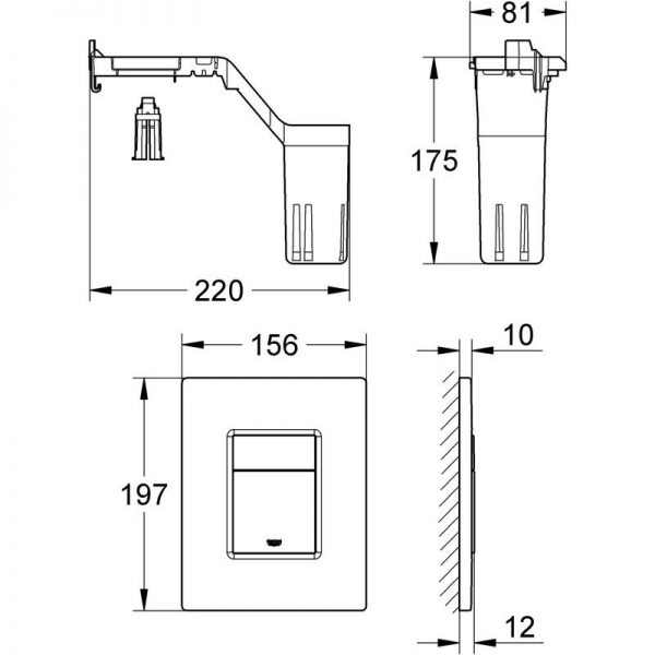 Zdjęcie GROHE Skate Cosmopolitan – przycisk uruchamiający do spłuczki podtynkowej z zestawem adaptacyjnym GROHE Fresh 38805000