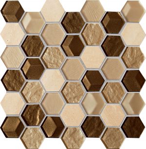 Mozaika ścienna Tubądzin Drops Stone Brown Hex 29,8x30cm MS-01-172-0275-0275-1-004