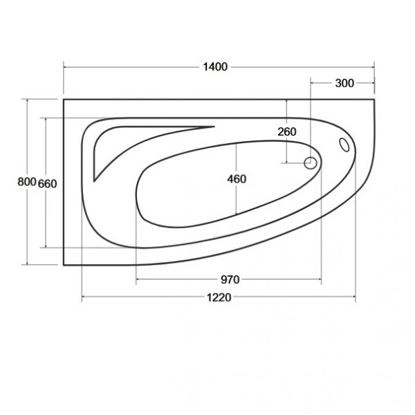 Zdjęcie Wanna narożna asymetryczna Besco Cornea 140 Lewa 140x80cm WAC-140-NL