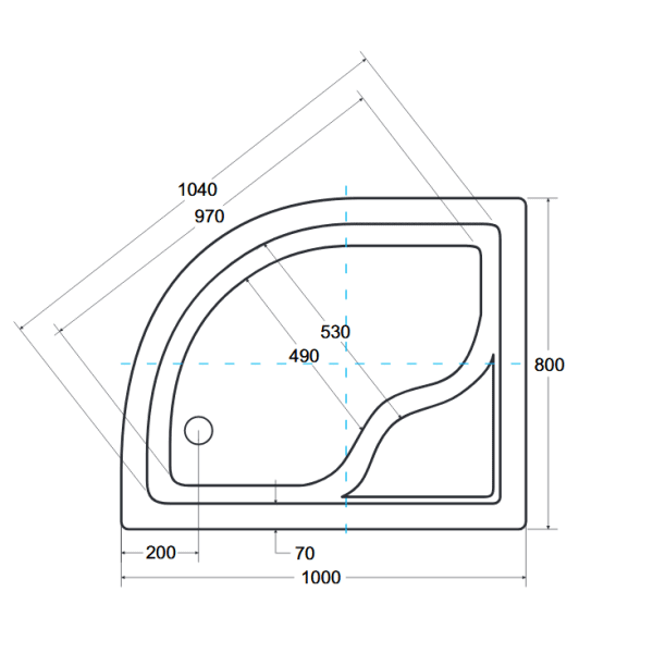 Zdjęcie Brodzik asymetryczny Besco Maxi 100L biały 100x80x24 BAM-100-NL