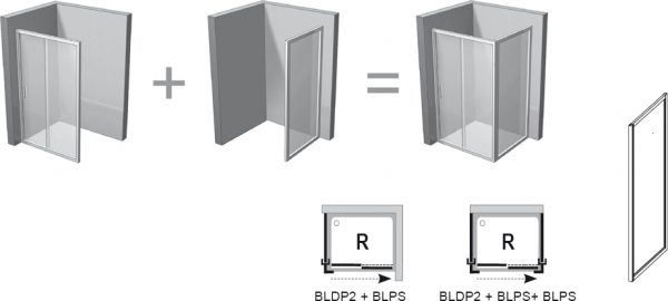 Zdjęcie Drzwi prysznicowe Ravak Blix BLDP2-110 białe Grape 0PVD0100ZG