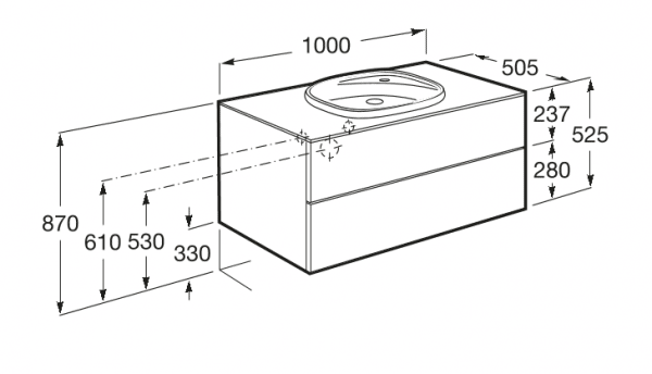 Zdjęcie Zestaw łazienkowy Unik z 2 szufladami Roca Beyond  100×52,5 cm (szafka + umywalka), Dąb A851358402