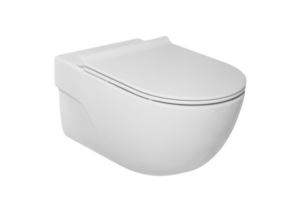 Zdjęcie Deska WC łatwowypinalna slim wolnoopadająca Roca Nexo A801C4200U +  Miska WC podwieszana Rimless z powłoką MaxiClean biały A34624L00M