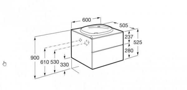 Zdjęcie Zestaw łazienkowy Unik z 2 szufladami Roca Beyond  60×52,5 cm (szafka + umywalka), Biały połysk A851356806