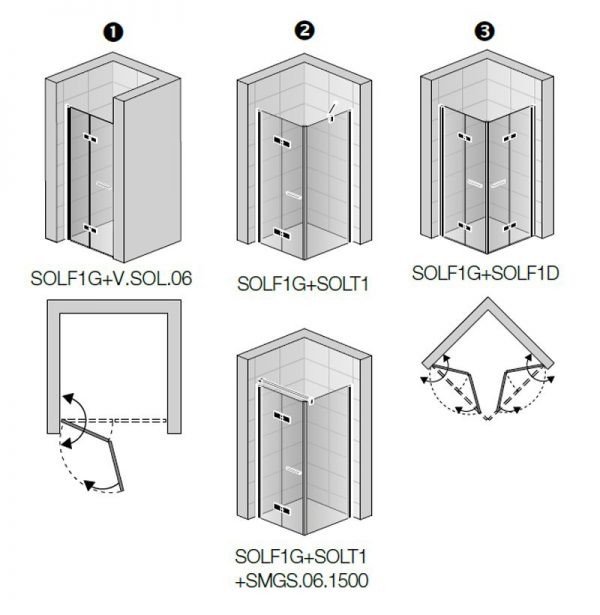 Zdjęcie Drzwi jednoczęsciowe otwierane SOL1 90cm + ścianka boczna SOLT1 90 cm Solino SanSwiss SOLF1G1005007/SOLT108005007