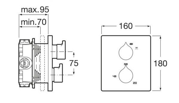 Zdjęcie Element zewnętrzny termostatycznej baterii wannowo-prysznicowej do łączenia z ROCABOX Roca Insignia chrom A5A0C3AC00