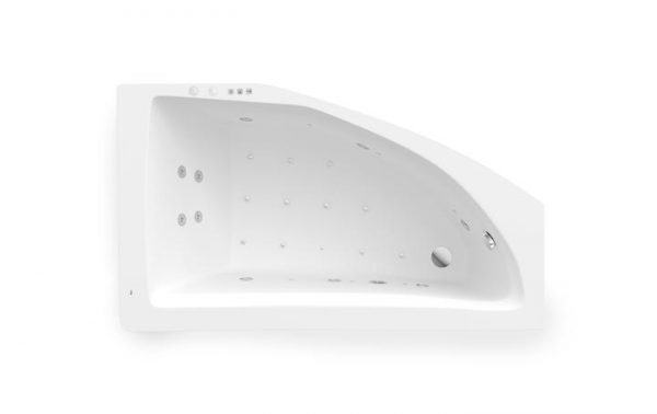 Zdjęcie Asymetryczna narożna wanna akrylowa (Prawa) z hydromasażem Smart WaterAir Plus Roca Aquamarina 175×120 cm biały A24T259000