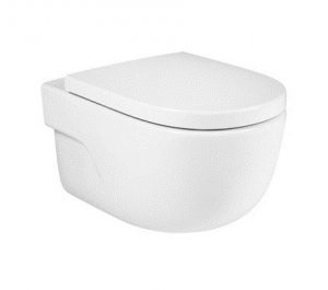 Deska WC wolnoopadająca SUPRALIT ®biały A8012A200B +  Miska WC podwieszana Rimless z powłoką MaxiClean biały A34624L00M
