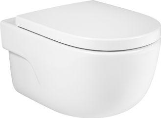 Deska WC wolnoopadająca SUPRALIT ® biały A8012A200B +  Miska WC podwieszana Rimless biały A34624L000
