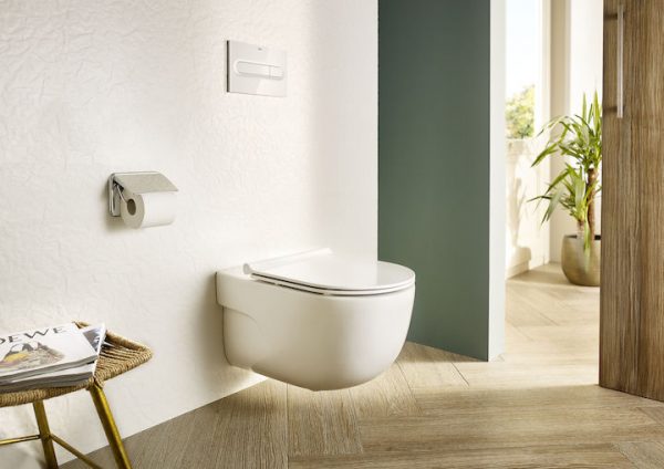 Zdjęcie Miska WC podwieszana Compacto Rimless Roca Meridian 36×48 cm  z deską wolnoopadającą SLIM (zestaw) A34H242000