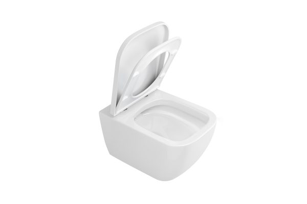 Zdjęcie Miska WC wisząca bez kołnierza z deską wolnoopadającą biała Excellent Ness 50×34,5 cm biały CENL.3509.500.WH