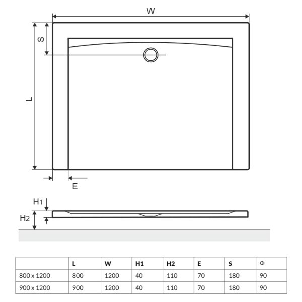 Zdjęcie Brodzik prostokątny Excellent Forma 90×120 cm niski Biały BREX.FOR12WHN