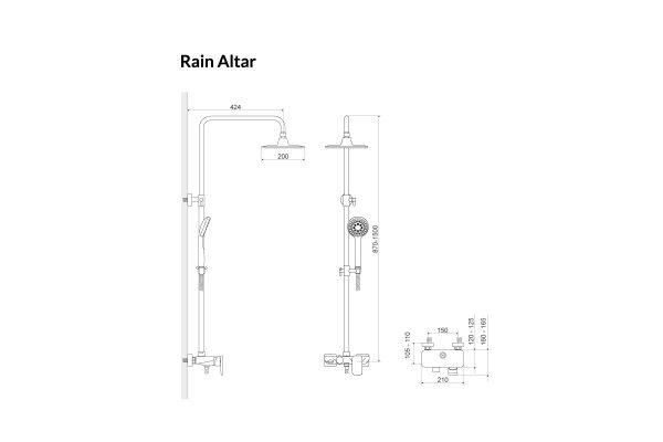 Zdjęcie Zestaw prysznicowo – wannowy Excellent Rain Altar chrom AREX.SY.781CR