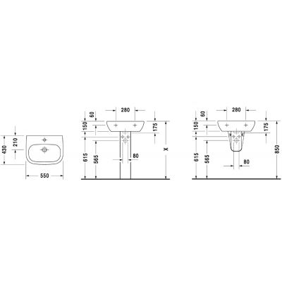 Zdjęcie Umywalka ścienna Duravit D-Code 55×43 cm biały 23105500002