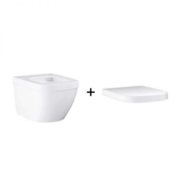 Zdjęcie GROHE Euro Ceramic – miska WC wisząca krótka biała 39206000 + 39330001 .