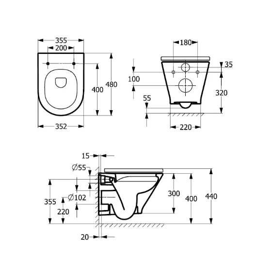 Zdjęcie Zestaw Miska WC podwieszana Rimless Round Compacto 48×35,5 cm + deska wolnoopadająca slim duroplast Roca Gap A34H0N3000