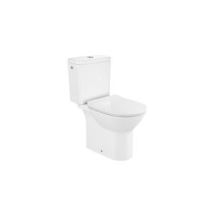 Kompakt WC Rimless Round ze zbiornikiem i deską wolnoopadającą slim (zestaw) Roca Debba 65,5x35,5 cm biały A34D995000
