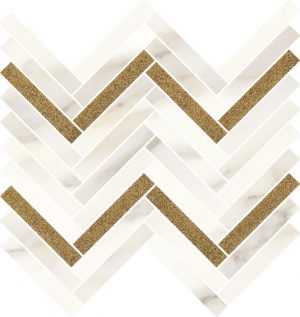 Inserto Paradyż Calacatta sparkle Gold Mozaika cięta połysk 28,1x30,1 cm (p)
