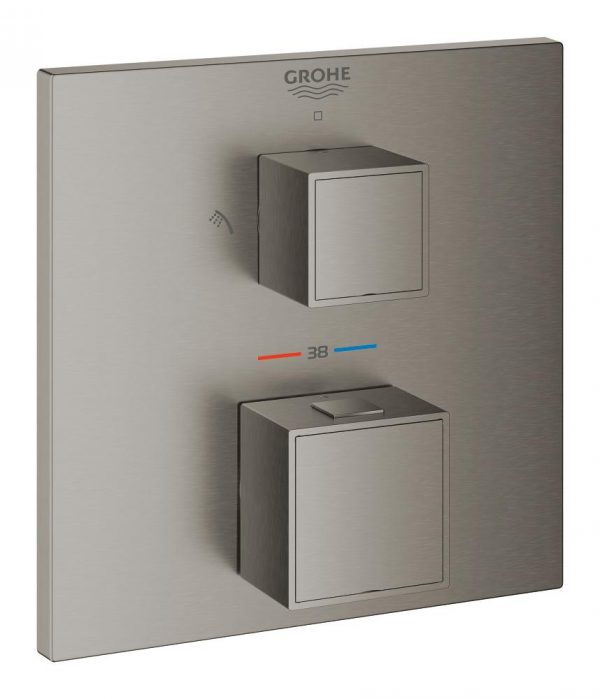 Zdjęcie Grohe Grohtherm Cube Bateria prysznicowa termostatyczna do obsługi dwóch wyjść wody brushed hard graphite 24154AL0