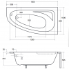 Zdjęcie Wanna asymetryczna prawa Besco Cornea 150×100 cm WAC-150-NP