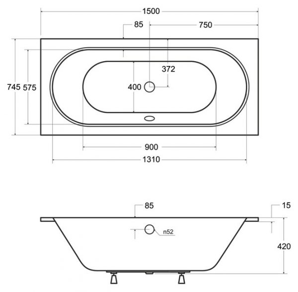 Zdjęcie Wanna prostokątna Besco Vitae Slim 150×75 cm biały WAV-150-SL