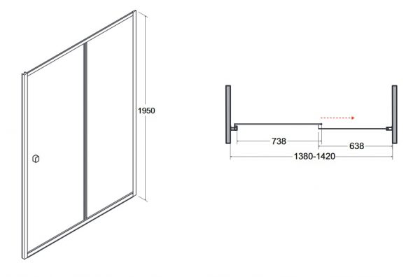 Zdjęcie Drzwi prysznicowe przejrzyste szkło Besco Duo Slide 140×195 cm DDS-140