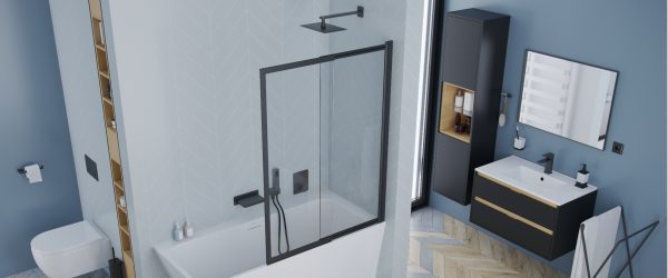 Zdjęcie Zestaw prysznicowo-wannowy termostatyczny Excellent Krotos czarny AREX.SET.8046BL