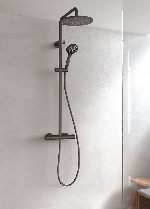 Zdjęcie Zestaw prysznicowy z deszczownicą 25 cm i baterią termostatyczną Tres Black Showers 21639502NM