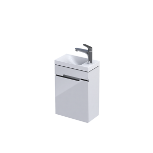 Zestaw szafka z umywalką 40 cm Oristo Silver Uni 1 drzwi biały połysk  OR33-ZD1D-40-1