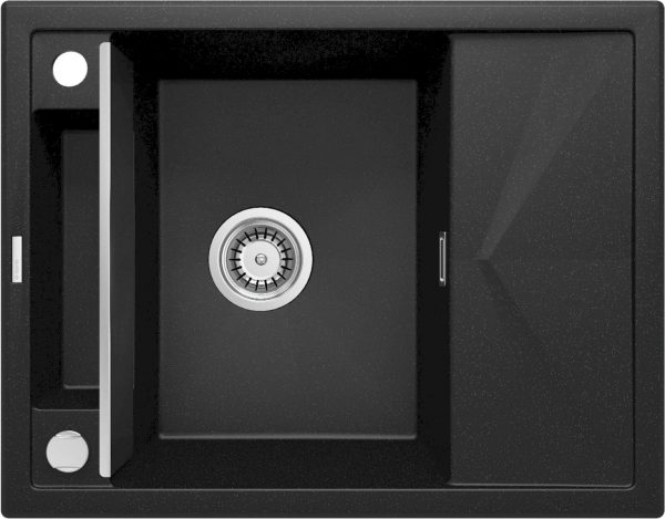 Zdjęcie Zlewozmywak granitowy Deante Magnetic grafit 1 Z/KO 640X500X219, 3,5″ + osprzęt space saver ZRM_G11A