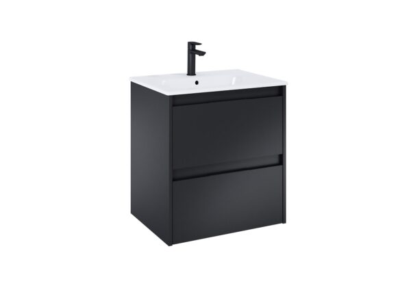 Zdjęcie Zestaw – umywalka z szafką 60 cm z 2 szufladami Roca Alpine czarny mat A852012532