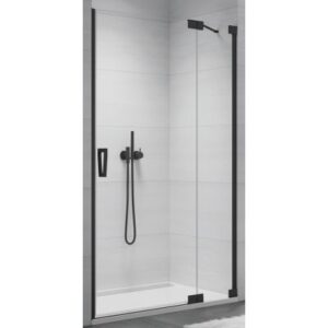 Drzwi prysznicowe prawe uchylne SanSwiss Cadura 120x200 cm czarny mat CA13D1200607