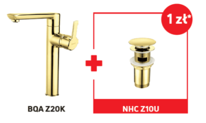 Deante Arnika Gold – bateria umywalkowa stojąca wysoka złoty BQA_Z20K + korek Click-Clack NHC_Z10U*